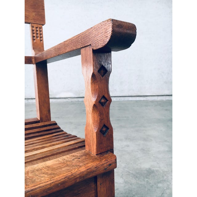 Dutch Modernist Carved Oak Side Chair, 1920s For Sale - Image 10 of 18