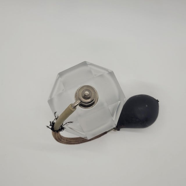 Vintage Marcel Franck France Frosted Glass Geometric Perfume Atomizer Bottle For Sale - Image 12 of 15