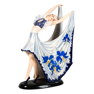 Art Deco Vienna Dancer Beauty by Stephan Dakon for Goldscheider, 1940 For Sale