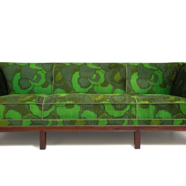 Mid-Century Modern 1930's Attributed to Frits Henningsen Sofa With Dramatic Flared Arms of Mahogany. For Sale - Image 3 of 12