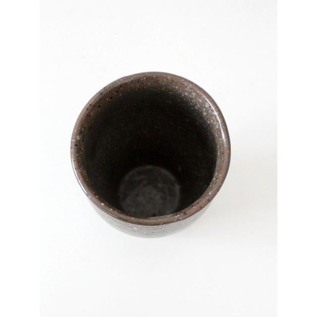 Brown Vintage Handmade Studio Pottery Vase For Sale - Image 8 of 9
