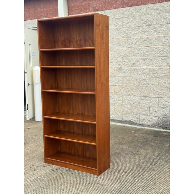 Mid-Century Modern Tall Mid-Century Modern Scandinavian Teak Open Bookcase Display Shelving Unit For Sale - Image 3 of 12