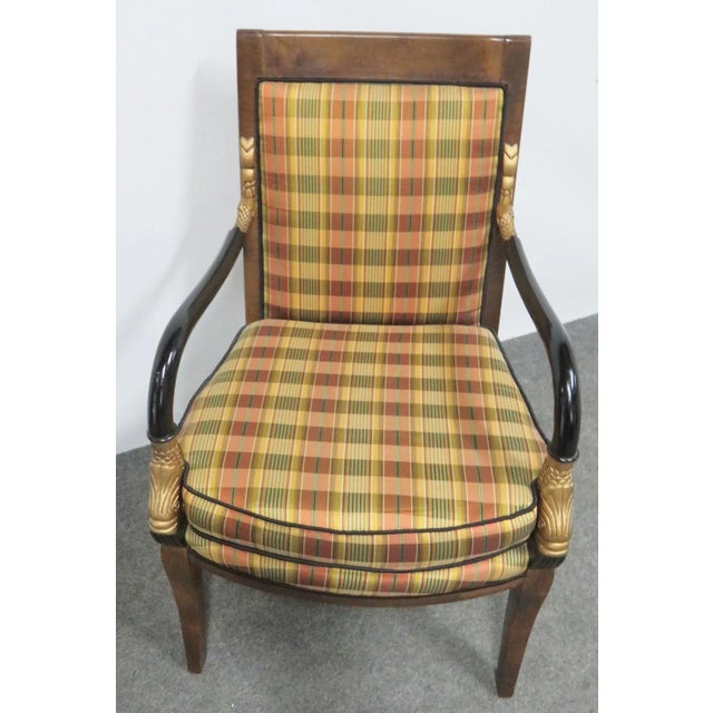 French Empire Style Fruitwood Gilt Ebonized Carved Chair For Sale - Image 4 of 7