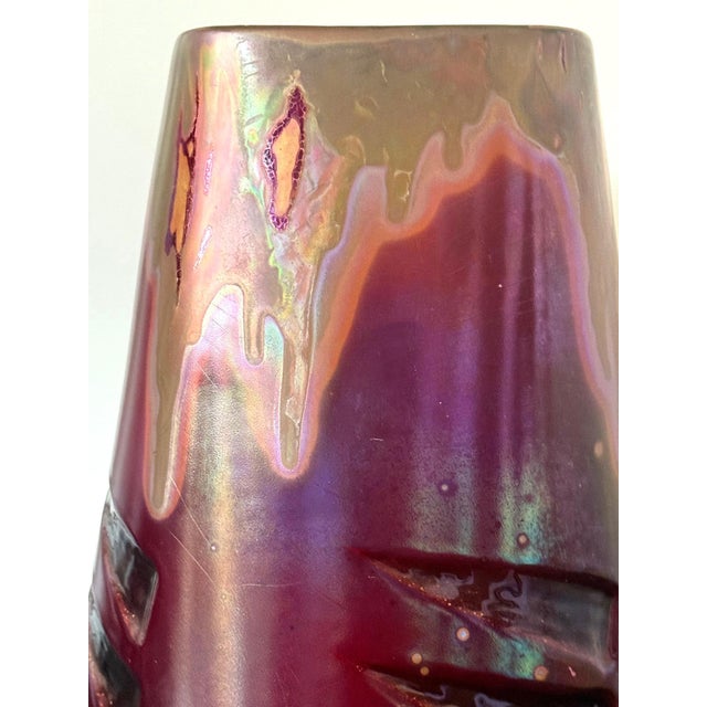 Large French Ceramic Vase with Iridescent Glaze by Clement Massier For Sale - Image 12 of 18