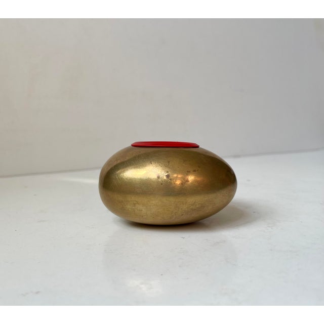Gold Danish Modern Egg-Shaped Money Bank in Brass by Hans Bunde for Carl Cohr, 1960s For Sale - Image 8 of 9