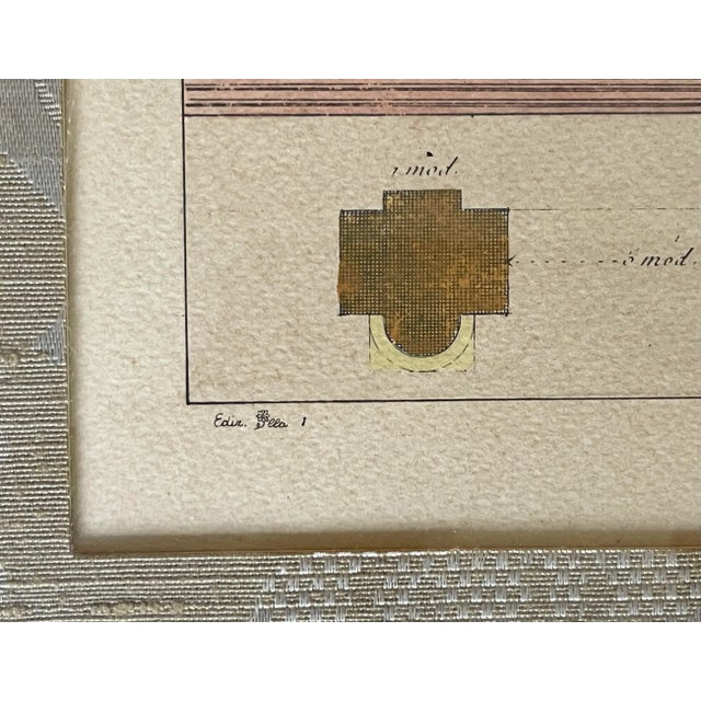 Terra Cotta French Architectural Engraving With Brocade Fabric Matting For Sale - Image 8 of 10