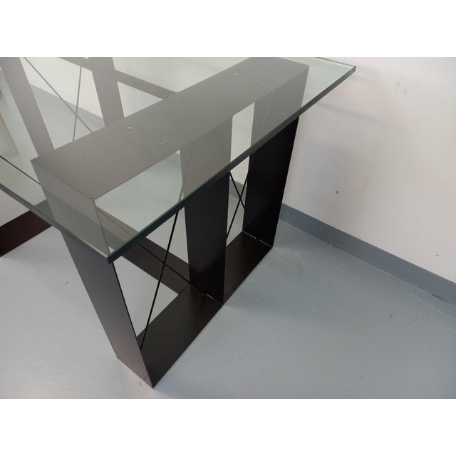 Vintage Rectangular High Table in Glass and Black Metal, 1980s For Sale - Image 9 of 18