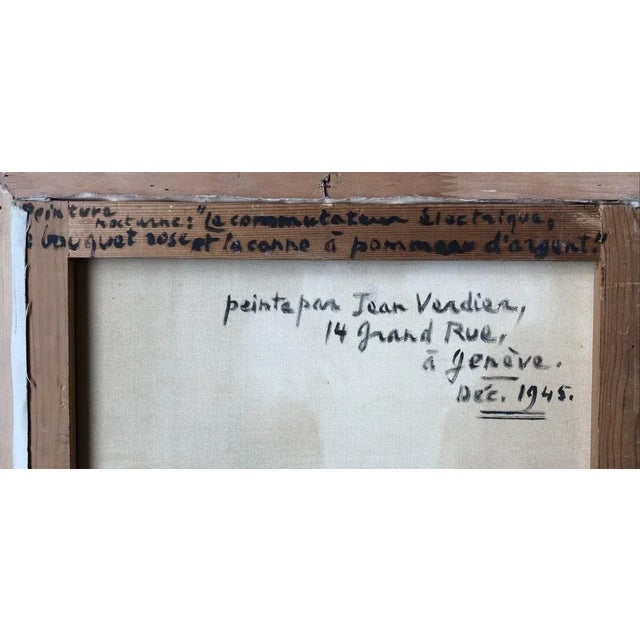 Jean Verdier, Bouquet Rose et la Canne au Pommeau d'argent, 1945, Oil on Canvas, Framed For Sale - Image 4 of 10