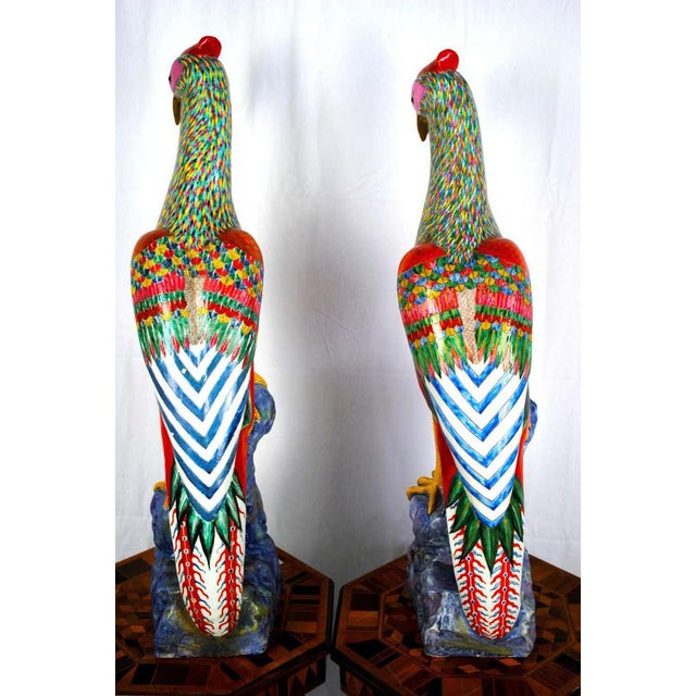 Large Famille Rose Pheasants by Samson, Set of 2 For Sale - Image 3 of 6