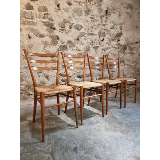 Mid-Century Italian Dining Chairs with Woven Natural Fibre Seats, Italy, 1960s, Set of 4 For Sale - Image 16 of 18