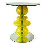 Abacus Glass Accent Table by the Drawing Room Atl in Finish Canary Yellow - Size: Standard - Modern Side Table in Colorful Yellow Glass For Sale