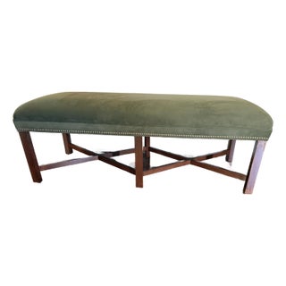 Ethan Allen Green Velvet Bench With Nailheads For Sale