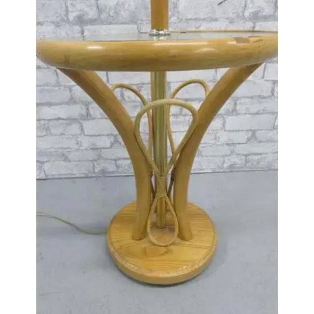 McGuire Style Rattan Bamboo Bentwood Table Floor Lamp In a Boho style Glass table Works See my bentwood stool in my other...