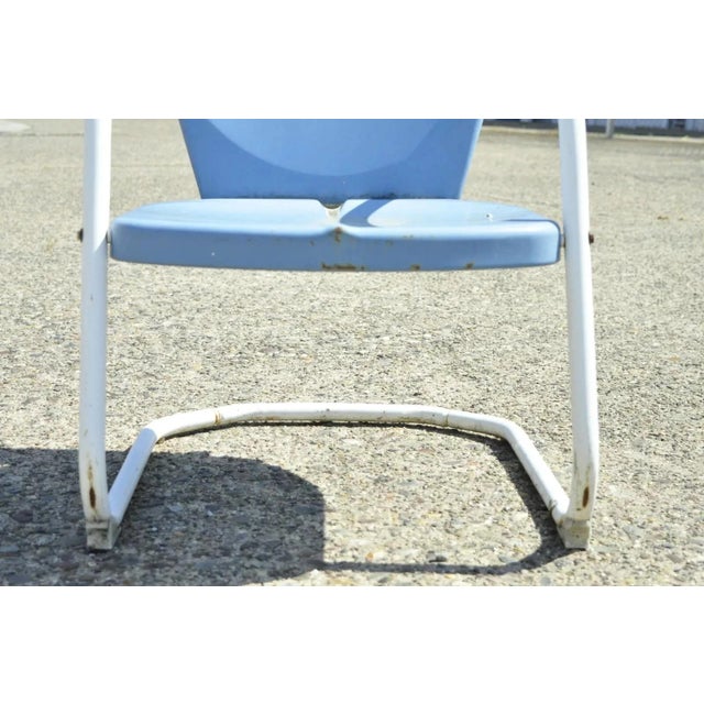 Mid 20th Century Art Deco Blue Steel Metal Patio Chair For Sale In Philadelphia - Image 6 of 10