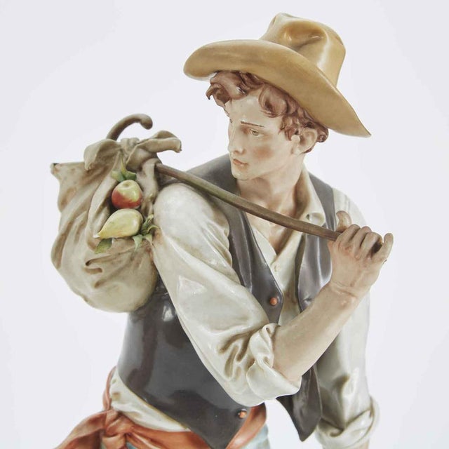 Rural Figures in Polychrome Porcelain by Giuseppe Cappè, 1960s, Set of 2 For Sale - Image 10 of 13