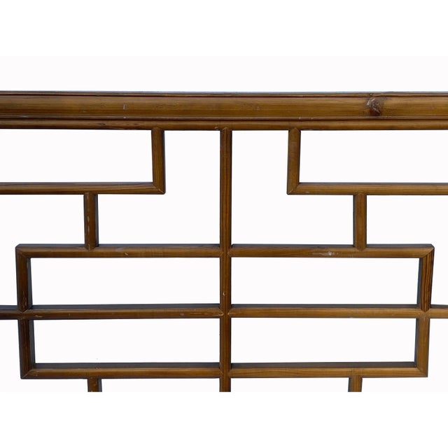 Chinese Distressed Vintage Brown Geometric Rectangular Panel Screen For Sale In San Francisco - Image 6 of 7