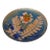 Small Mid-Century American Modern Blue and Peach Botanical Enamel on Copper Dish For Sale