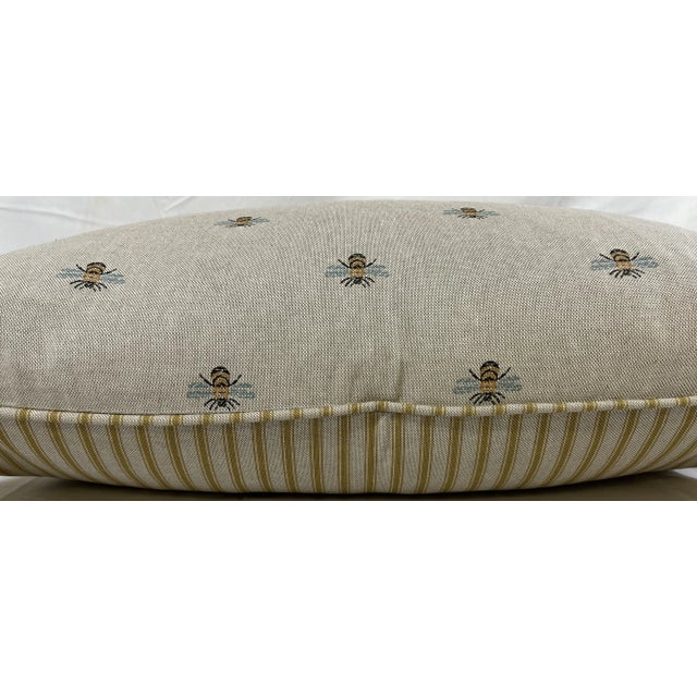 Textile Large Bolster Pillow Adorned With a Sophisticated Swarm of Majestic Bees - Made in U K For Sale - Image 7 of 9