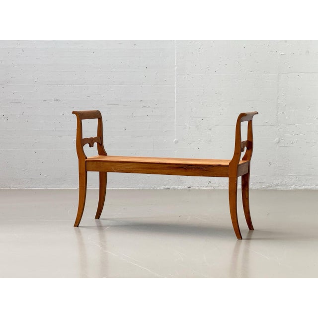 Biedermeier-Style Cherrywood Bench, 1930s For Sale - Image 13 of 13