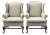 Vintage Georgian Style Upholstered Wingback Chairs - A Pair For Sale