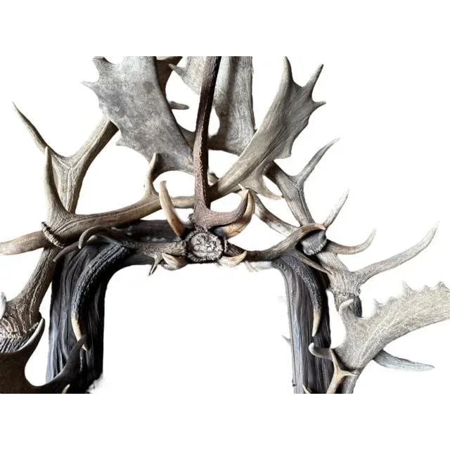 Cabin Late 19th Century Large Antler Mirror, Rustic Trophy-Style Wall Mirror For Sale - Image 3 of 8