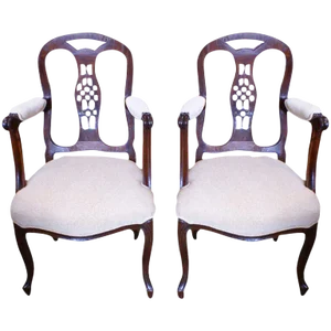 19th Century Italian Fruitwood Armchairs - a Pair