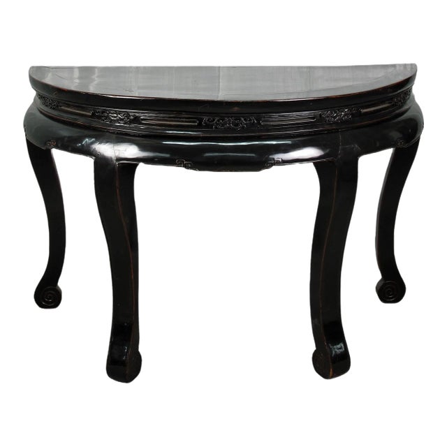 Half Moon Antique Black Lacquer Chinese Hallway Console Table Chairish