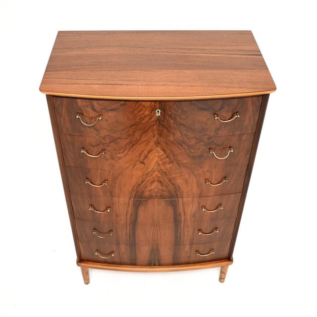 Vintage Danish Walnut and Brass Chest of Drawers, 1960s For Sale - Image 9 of 13