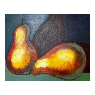 Expressionism Still Life “Pears” Original Oil Painting on Canvas - Unsigned Unknown Artist For Sale