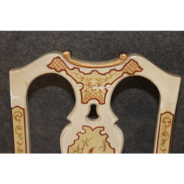 Paint Set 8 Paint Decorated Chinoiserie Paint Decorated Dining Chairs Italian Style For Sale - Image 7 of 18