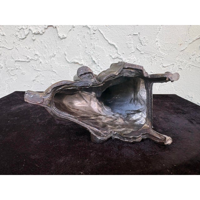 Metal Antique Spelter Lady With Harp Sculpture, Classical Figural Accent, C. 1900–1920 For Sale - Image 7 of 8