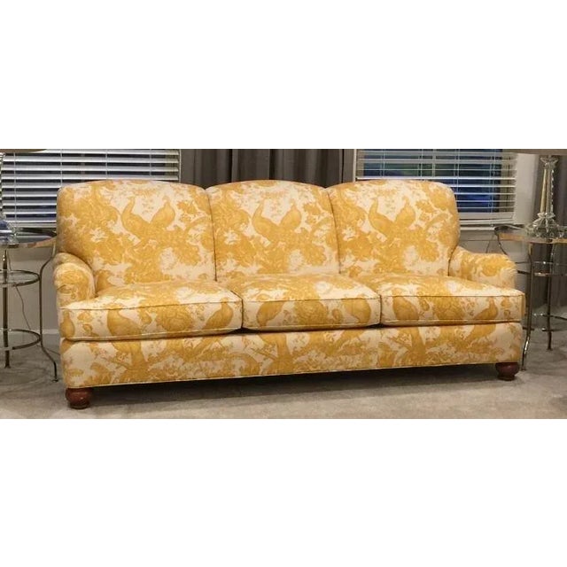 English Arm Sofa Chinoiserie Brushed Cotton Down filled Wrapped Cushion Bespoke Custom Made for The Fifth Estate. Grand...