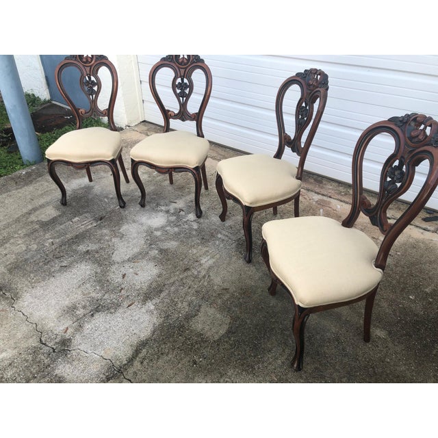 1940s Balloon Back Victorian Parlor Chairs - Set of 4 For Sale - Image 10 of 12