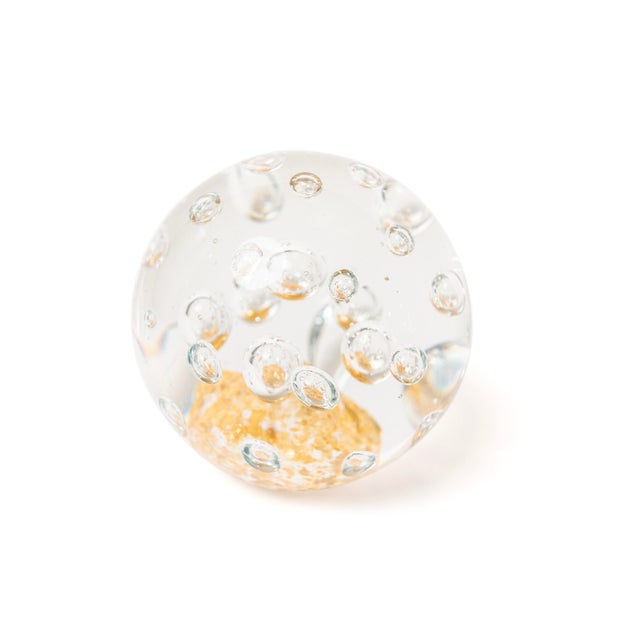 Pair of Signed Coralla Gold Art Glass Paperweights For Sale - Image 9 of 10