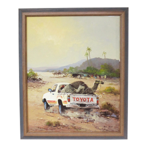 Modern Mohave Desert Toyota Pick Up Camel Painting by H.G.Noa