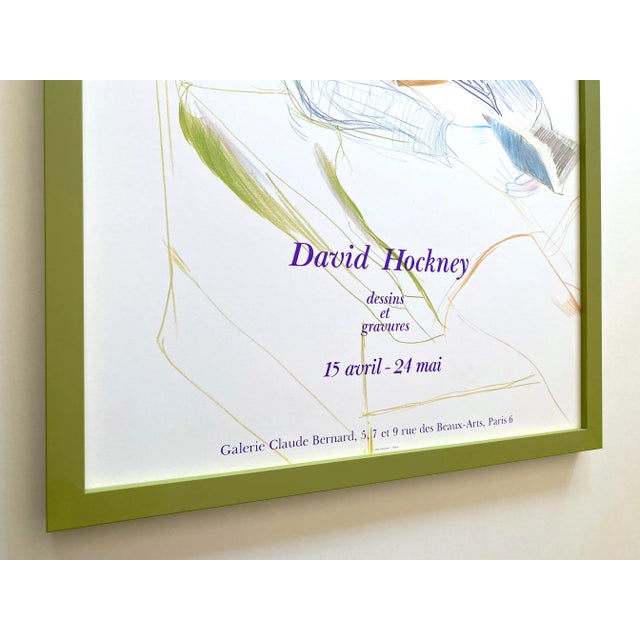 Wood David Hockney Vintage 1975 Lithograph Print Framed Paris Exhibition Poster " Jacques De Bascher De Beaumarchais " 1973 For Sale - Image 7 of 13