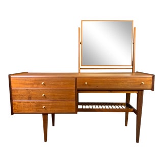 Vintage British Mid Century Modern Teak Vanity and Mirror by A. Younger Ltd For Sale