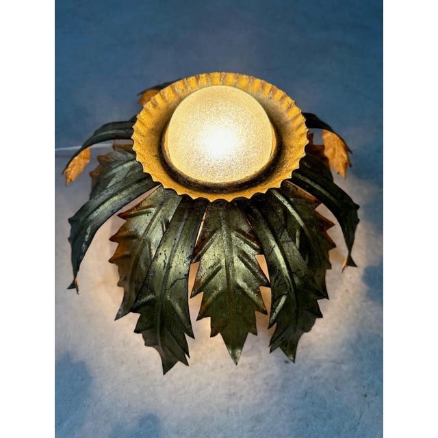 Hollywood Regency Vintage Sunburst Ceiling Lamp For Sale - Image 3 of 7