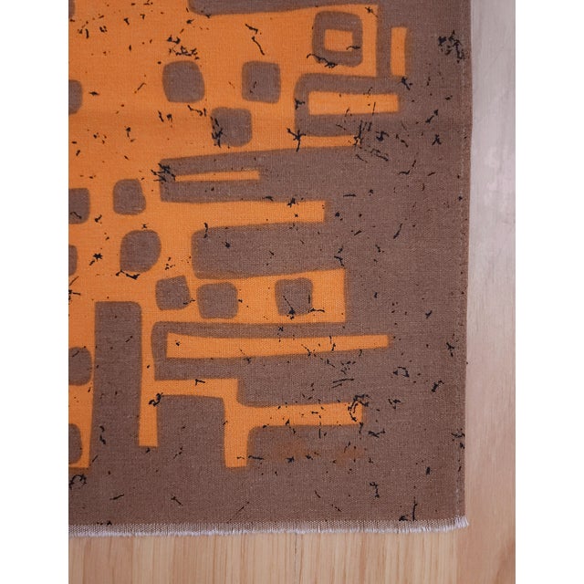 Mid-century screen-printed wall hanging. Signed by the german artist Traute Sänger Unused, very rare find in this...