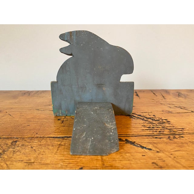 Vintage Folk Art Small Wood Bunny Rabbit Doorstop For Sale - Image 4 of 7