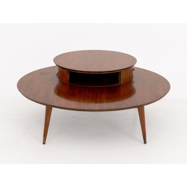 Mid-Century Modern Mahogany Circular Cocktail Table For Sale - Image 9 of 11
