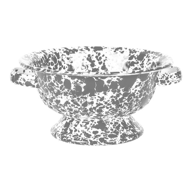 Crow Canyon Home Splatterware, Small Berry Colander in Grey & White For Sale