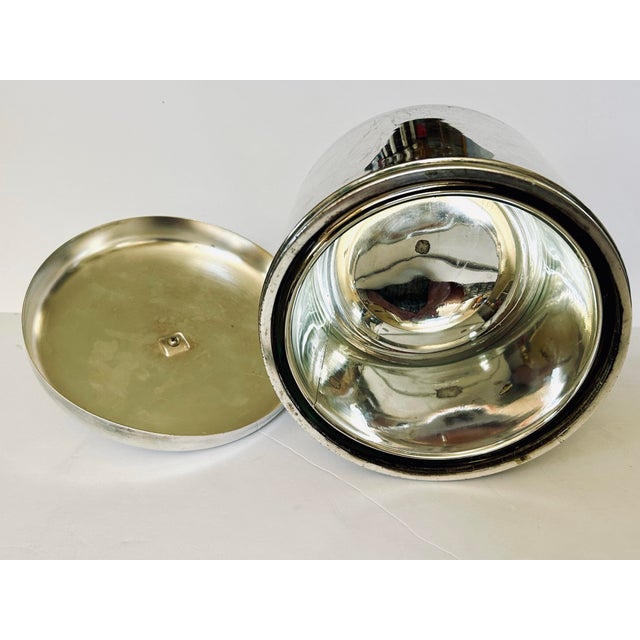 Vintage Art Deco Style MCM Ice Bucket With Lucite Handle and Mercury Glass Interior For Sale - Image 4 of 6