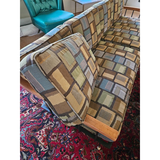 MCM Attributed to Richard McCarthy by Selrite Wrought Iron and Maple Couch For Sale - Image 6 of 10