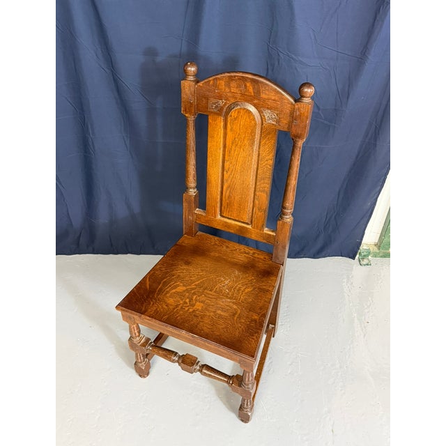 Early 20th Century Antique Elizabethan Jacobean Style Oak Refectory Dining Table and Chairs, 1900, Set of 7 For Sale - Image 5 of 18