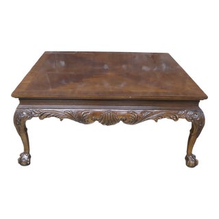 Drexel Heritage Mahogany Claw & Ball Coffee Table For Sale