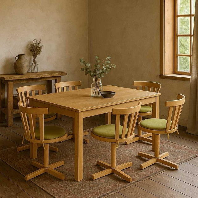 Wood Set of 5 Scandinavian Swivel Chairs by Edsbyverken, 1960s For Sale - Image 7 of 18