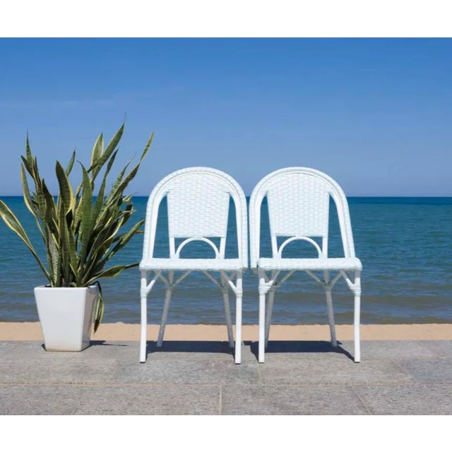 Contemporary California Side Chair, Set of 2 - Baby Blue/White For Sale - Image 3 of 9
