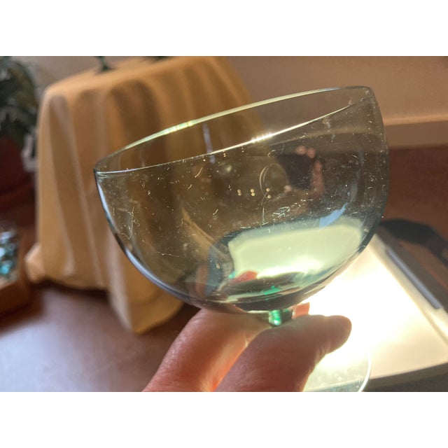 1950s Russel Wright Morgantown Glassware Set of 13 in “Seafoam” - Pinch Base Tumblers & Sherbets - 13-Piece For Sale - Image 9 of 10