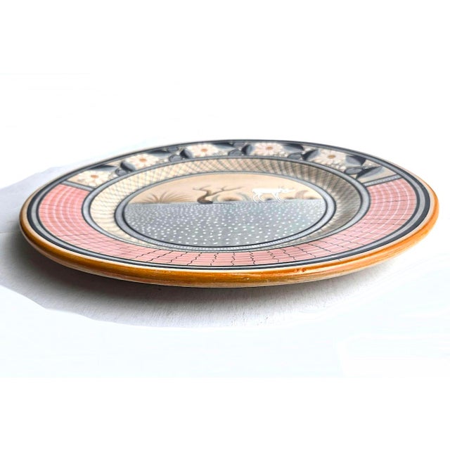 Mexican Vintage Large Tonalá Mexico Ceramic Wall Platter With Deer Motif, Signed Jimón For Sale - Image 3 of 14